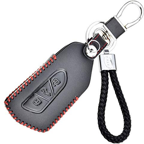 KASER Housse en Cuir Porte-Clés Compatible pour Volkswagen VW Golf 8 Skoda Octvia 2020 Étui Coque Clé de Protection Cover Télécommande Voiture