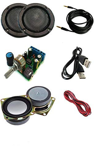 Kit audio fai da te TALENTEC: amplificatore 2.0, 2 altoparlanti da 5W 4Ω 2, 2 griglie nere da 2, cablaggio. Kit audio fai da te