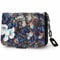 Geldbeutel Damen klein im Kurzformat, Geldbörse Damen mit Blumen und Blüten Muster im Mandala und Ethno Stil, Portemonnaie Damen mit Reißverschluss und Druckknopf und vielen Fächern(Blaue Blume).