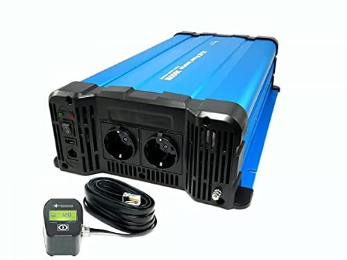 SOLARTRONICS FS3000DR Spannungswandler 12V 230V 3000 Watt - Reiner Sinus Wechselrichter 12V auf 230V für Wohnwagen & Wohnmobil - 6000W Spitzenleistung - mit Schuko, USB Anschluss & Fernbedienung