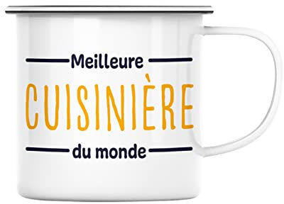 Fabulous Mug en Métal Emaillé Texte Personnalisable Meilleure du Monde Style Francais Typographie Cadeau Anniversaire Sport Passion