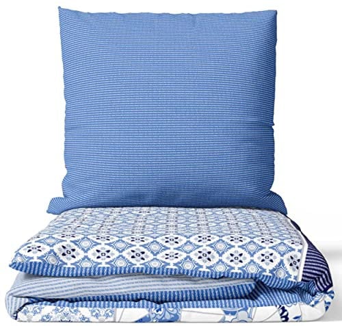 Leonado Vicenti Bettwäsche 100% Baumwolle Set Blau Weiss Paisley Muster 135x200 155x220 200x200 200x220 Bettbezug Kissenbezug mit Reissverschluss
