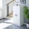 Dmora - Armoire polyvalente à 2 portes Corona, Armoire auxiliaire, Armoire à chaussures basse avec 6 étagères, Étagère à chaussures moderne, 55x36h108 cm, Blanc