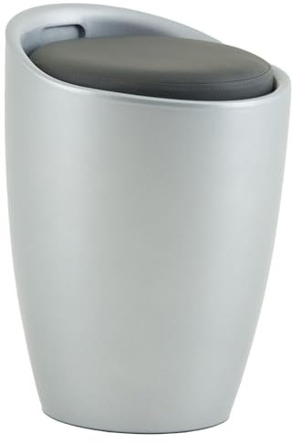 IDIMEX Sitzhocker Arbeitshocker Badhocker Badschemel Stauraumhocker mit Stauraum und Sitzkissen in grau