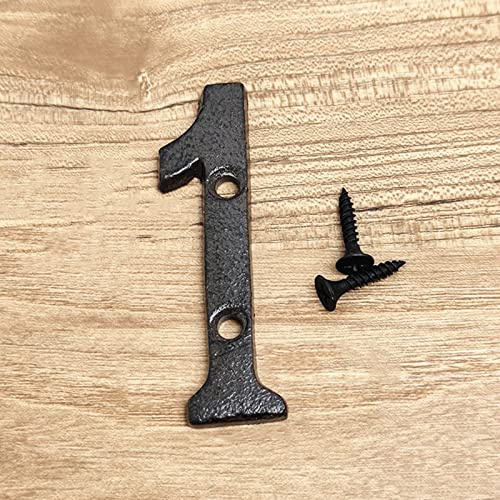 3D House Plaque Numbers 0-9 Letter A-Z Black Cast Iron 8cm Metal Digital Door Plate Sign with Screws Alphabet Home Outdoor Anti-Rust Exterior Signage Doorplate Hotel Apartment Street Mailbox (1)