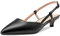 Saekcted Women Pointed Toe Kitten Low Heel Slingback Pumps Court Shoe Slip-on Cute Dress Sandals 3.5 CM Heels Black Matte 5 UK