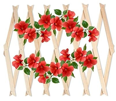 ADEPTNA Premium Expanding Garden Wooden Trellis – Easy Installation Outdoor Fence Décor Screening Patio Support For Growing Climbing Plants Flowers Lattices (180cm x 60cm, Natural)