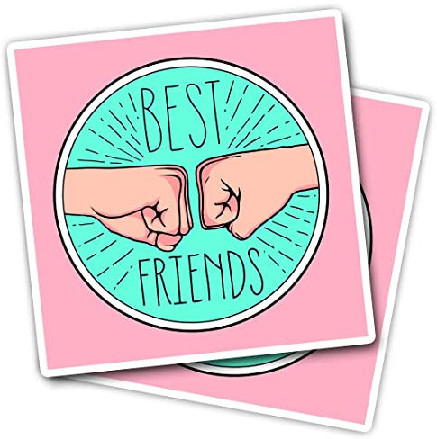 Adesivi quadrati in vinile (set di 2) 10 cm – Best Friends Friend Cute per laptop, tablet, bagagli, scrapbooking, frigoriferi #52632