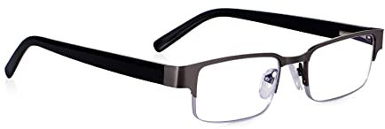 Gafas de lectura de luz azul para hombres, semimarco de metal, listas para usar, gafas de lectura de bloqueo azul para juegos, ordenador, protección de pantalla digital, bisagras de resorte para un