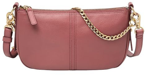 Fossil Damentasche Jolie, LiteHide pinke Leder-Baguette für Damen, L: 21,6 cm, B: 6,4 cm, H: 11,4 cm, ZB1877665