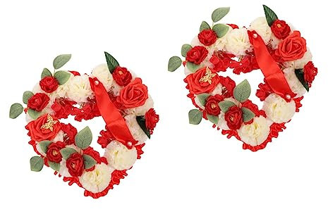 ABOOFAN 2 Sätze Herz-gedenkkranz Herz Blumenkranz Grab Herzförmig Denkmal Tribut Herzkranz Beerdigung Blumenarrangement Gedenkblume Grve Friedhofsblumen Künstlich Hochzeitsblumen Schaum
