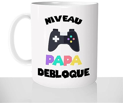 Mug Niveau Papa Débloqué - Tasse Cadeau Idées Cadeaux Original - Fête des Pères Gamer jeux Vidéo Naissance Grossesse