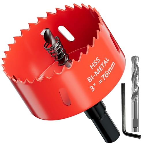 GARHWAL 3 in. Bi-Metal Hole Saw Drill Bit - General Purpose Saw for Wood, Plywood, Cornhole, Ceiling, and Drywall - Includes Arbor & Pilot Bit