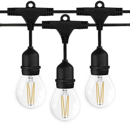 Ledvion - Lichterkette, 50M, Inklusive 50x E27 LED Silber, 50W, 2100K, IP65, Außenlichterkette