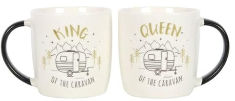 Something Different King And Queen Roulotte Set di Tazze Misura Confezione 2 (Taglia Unica) (Bianco, Nero)