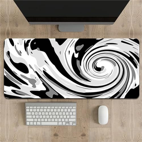 Tapis de Souris XXL Gris Blanc Noir Tapis de Souris Gaming 1200x600x3mm Grand Tapis de Souris Tapis de Bureau à Bords Cousus Base en Caoutchouc antidérapante pour Gamer PC Ordinateur Portable