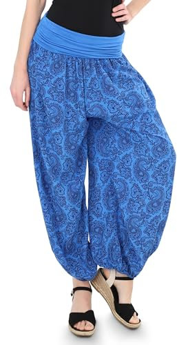 Malito - Damen Haremshose mit Orient Print - Pumphose aus Baumwolle - Stoffhose zum Tanzen, Chillen & Yoga - Aladinhose 8580 (blau)