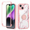 Yoedge Kickstand Phone Case for iPhone 15 Plus 6,7, 360°Rotatable Magnetic Ring Holder Cases, Full Body Shockproof Silicone TPU Back Cover with Built-in Screen Protector Case, Flower