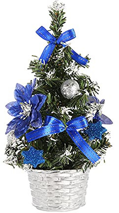 Tsadeer 10PCS Decor Kleiner Weihnachtsbaum Glasfaser Ornamente für Büro Wiederverwendbarer Weihnachtsbaum für Innen (Blau)