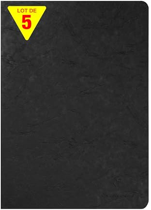 Clairefontaine 733000Cpack - Packung 5 Heft - Notizbuch mit Drahtheftung, Age Bag, DIN A4 21x29,7 cm, 48 Blatt, blanko, 90g, Schwarz, 1 Pack