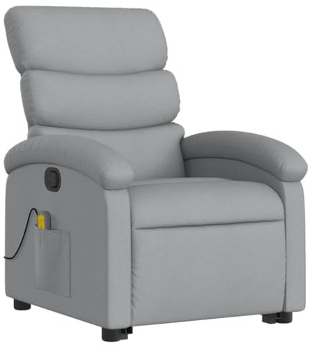 vidaXL Massagesessel, Elektrisch Sessel mit Aufstehhilfe, Relaxsessel mit Liegefunktion Vibrationsfunktion, Fernsehsessel Sessel Aufstehsessel, Hellgrau Stoff