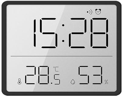 Horloge murale numérique grand écran Hangsu, date et température, détection d'humidité, parfaite pour la maison et le bureau, fonctionne avec piles
