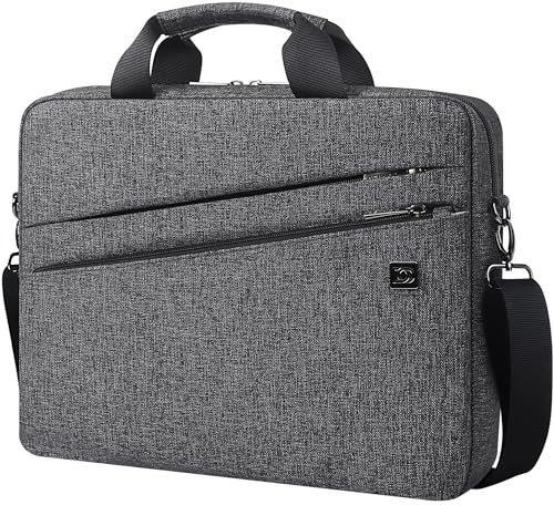 DOMISO 17 Shockproof Laptop Carrying Bag Business Briefcase Waterproof Messenger Shoulder Bag for 17-17.3 Notebook/Chromebook/Dell/Lenovo/Acer/HP/MSI/ASUS, Black Grey