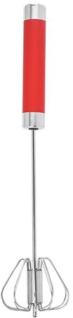SANWOOD Mélangeur électrique à main alternatif semi-automatique Batteur à œufs poussoir rotatif 10/30/35,5 cm en acier inoxydable pour la cuisine Rouge