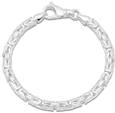 Königsarmband Rund 6 mm 925er Sterling Silber Massiv 22 cm