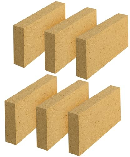 Sekcen Paquete de 6 ladrillos refractarios para chimenea, horno de pizza, estufa de leña, forja, hoguera, horno, ladrillos refractarios