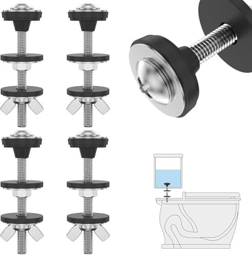 Lot de 4 vis pour réservoir de chasse d'eau - Vis en acier de qualité supérieure - Anti-rouille - Étanche - Fixation facile - Installation facile pour réservoir de chasse d'eau sur le siège de