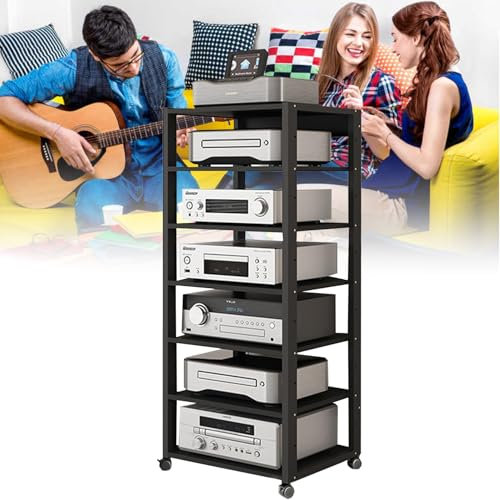 YEHOZZ Stereo-Komponenten-Rack-Schrank, Av-Schrank Für Heimkino, Medienständer, Audio-/Video-Komponentenschrank, Plattenspieler/Plattenspieler/Stereo-Receiver,131cm/51.6inhigh(7tier)
