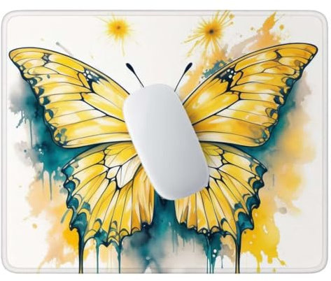 Tapis de Souris, Le Papillon Jaune Tapis de Souris Gamer Mousepad de Bureau 34x28 cm Base en Caoutchouc Antidérapante étanche Lavable la Vitesse et la précision Améliorées Accessoire Bureau V-495