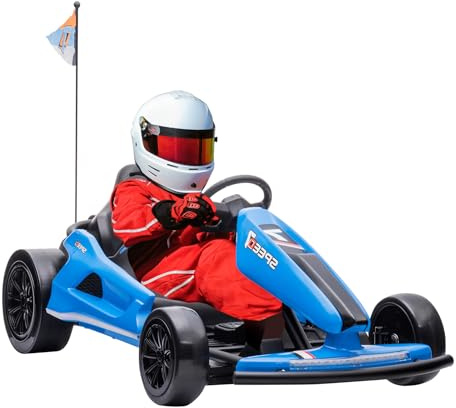 Oryxearth Elektro Gokart Drift Kart für Kinder 12V 3-7km/h, mit 2 Motoren, Driftmodus, Sicherheitsgurt, Sanftstart, Bluetooth, MP3 Musik & USB Anschluss, Go Kart Kinderfahrzeug ab 3 Jahre (Blau)