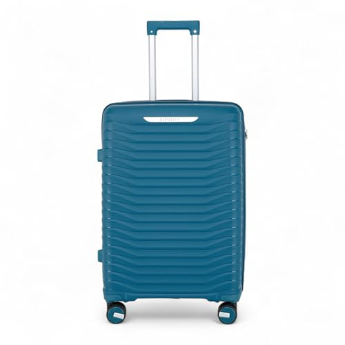 Infinity Leather Koffer Trolley Handgepäck Handkabinengepäck Hartschalen-Reisetasche Leichtgewicht mit TSA-Schloss und langlebigen 4 Spinner-Rädern (Blue, M(65cm 61L))