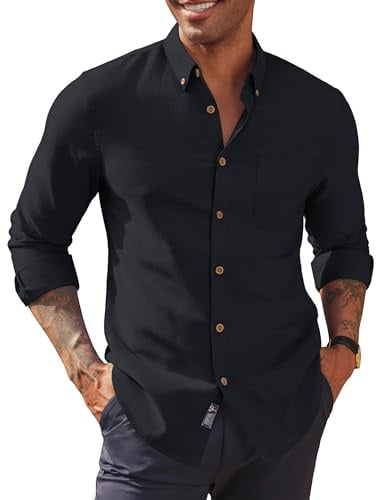 PJ PAUL JONES Oxford Shirts for Men Adult Dress Shirts Long Sleeve | Collar Tip Buttons | 50% Cotton | a Breast Pocket | Classic