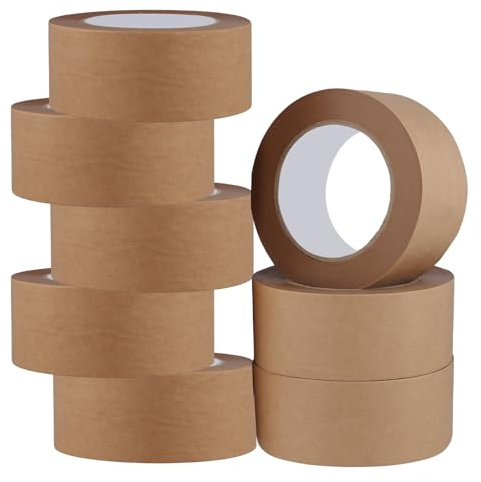 SYUTBOU 8 Rollen Packband Papier, 50m x 5cm Paketklebeband Braun, Paketband Klebeband für Versand, Umzug