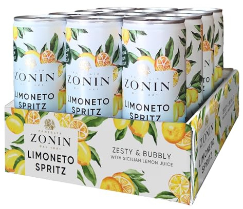 ZONIN Limoneto Spritz 6% ABV. Italian Sparkling Wine infused with Sicilian Lemon, add ice and for the perfect refreshing citrus spritz, 12 x 25cl / 250ml