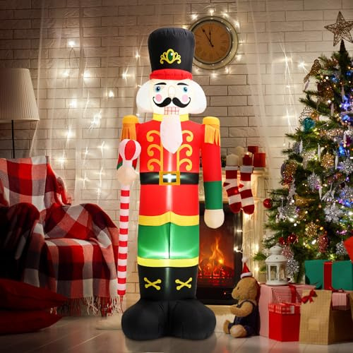 12FT Inflatables Nutcracker Soldier, Christmas Outdoor Decorations with Bulit-in LED Lights & Sandbags for Weight Bearing, Indoor, Outdoor, Party, Yard, Garden, Lawn Xmas Decoration