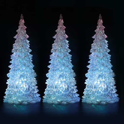 Uonlytech 3 Stücke Acryl Licht Up Weihnachtsbaum Farbwechsel Led Weihnachtsbaum Nachtlicht Für Haus Urlaub Weihnachtsdekoration