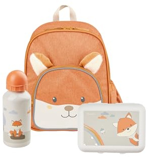 Sterntaler Kindergarten Set Fuchs Filou – Unisex Multipack mit Fuchs-Motiv – Enthält Kinderrucksack mit Kühlfunktion, Brotdose und Trinkflasche – Farbe Rost