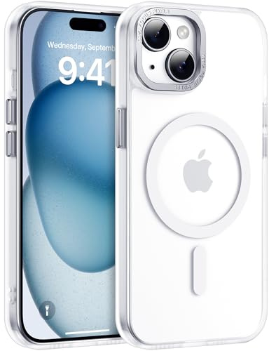 Helssitot für iPhone 13/14/15 Hülle mit MagSafe, Weiß | mit Magsafe Militär-Grade Stoßfest Kratzfest Anti-Fingerabdruck Rückseite Matt Handyhülle für iPhone 13/14/15 6,1 Zoll