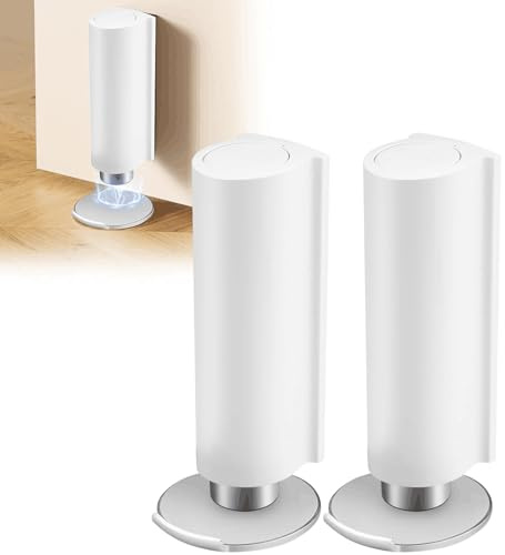 2 Stück Magnetischer Türstopper ohne Bohren, Selbstklebend Unsichtbarer Türstopper aus Edelstahl, Stark Magnetischer Türhalter, Windabweisend Türstopper Weiß für Innentüren, Büro & Haushalt