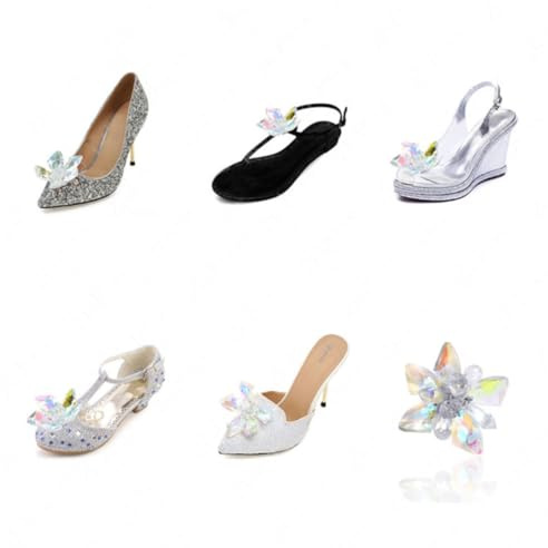 Crystal Shoe Clips Flower for Pumps, Hat Decoration with Acrylic Glass
