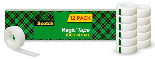 3M Magic Office Tape Refills, 3/4 x 1000 Roll, Clear, 12/Pack