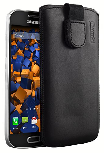 mumbi Echt Ledertasche kompatibel mit Samsung Galaxy S4 mini Hülle Leder Tasche Case Wallet, schwarz