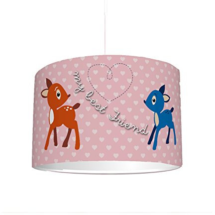 Kinderzimmer Lampenschirm My Best Friend KL10 | kinderleicht eine Bambi-Lampe erstellen | als Steh- oder Hängeleuchte/Deckenlampe | perfekt für Tier-begeisterte Mädchen & Jungen | STIKKIPIX