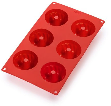 Lékué Platinum Silicone 6 Cup Mini Savarin Mould Red