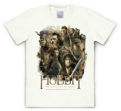 Logoshirt®️ Der Hobbit I Smaugs Einöde I T-Shirt Print I Damen & Herren I Rundhalskragen I kurzärmlig I altweiß I Lizenziertes Originaldesign, Größe L