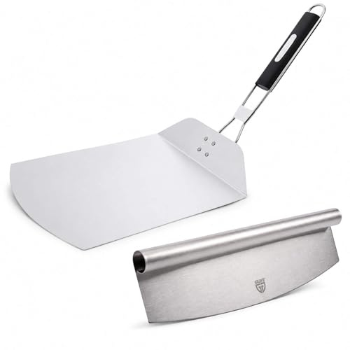 GRÄWE Pizzaschieber mit Pizzaschneider, Pizzaheber und Pizzamesser Set, Küchenhelfer für Pizza, Flammkuchen und Brot, Pizza Zubehör für Backofen, Grill und Steinofen
